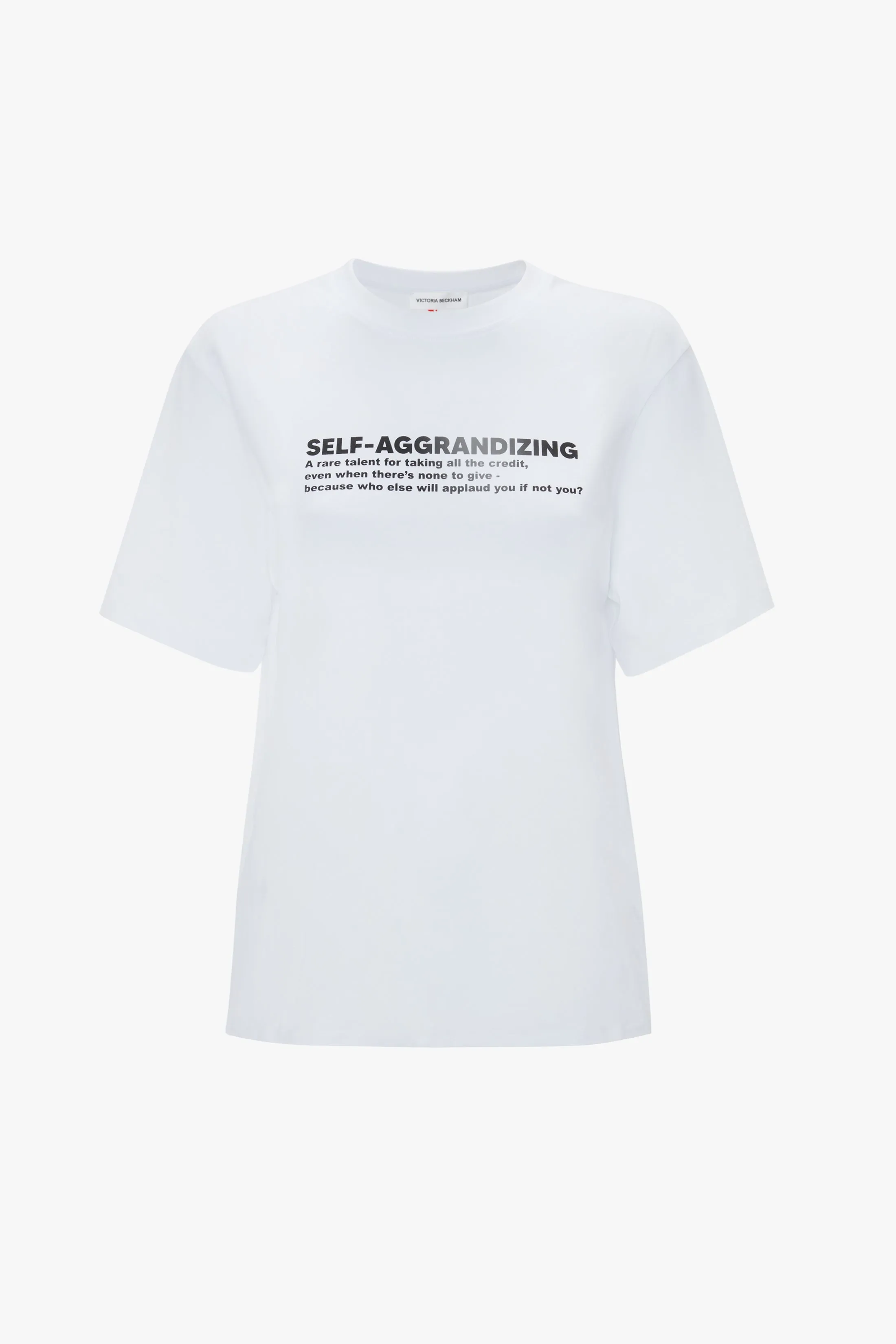 Aggrandizing Slogan T-Shirt In White