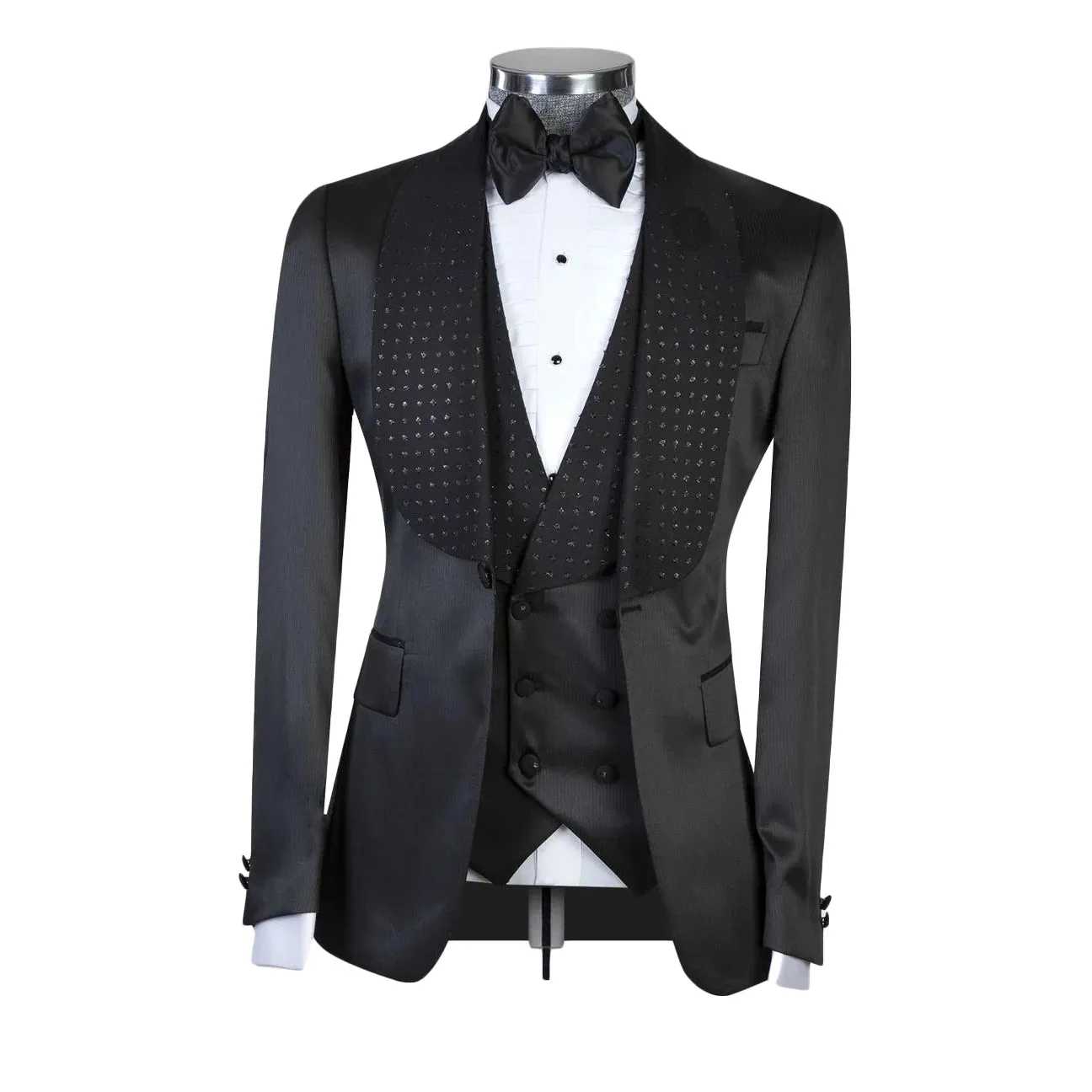 Aidase Elegant Black Men Suits With One Button Two Pieces Jacket Vest Custom Made Bridegroom Wedding Formal Occasiom