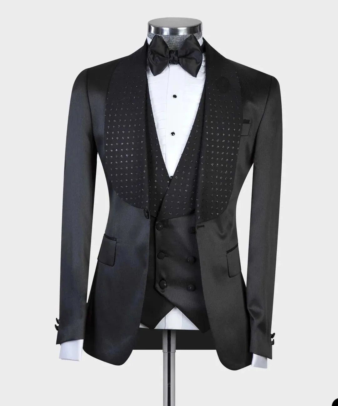 Aidase Elegant Black Men Suits With One Button Two Pieces Jacket Vest Custom Made Bridegroom Wedding Formal Occasiom