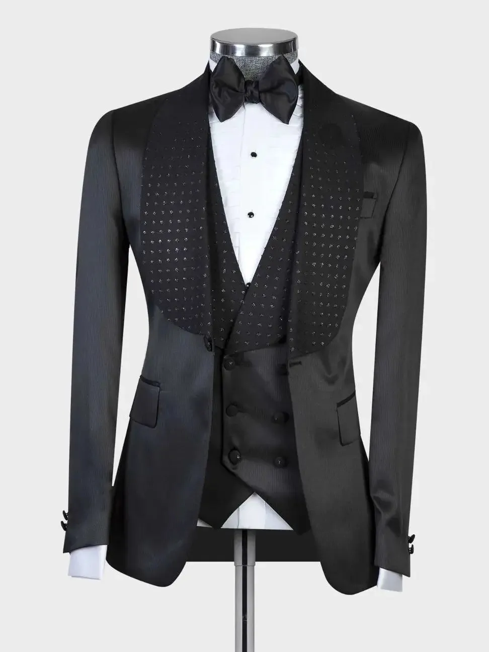 Aidase Elegant Black Men Suits With One Button Two Pieces Jacket Vest Custom Made Bridegroom Wedding Formal Occasiom