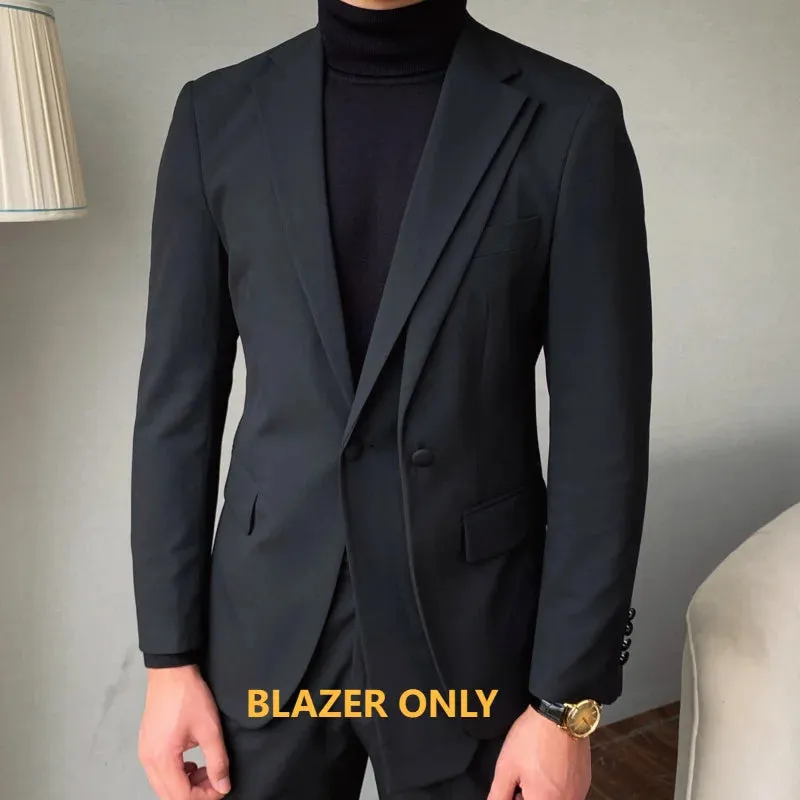 Aidase Luxury Business Suits For Men Stitching Double Collar Formal Casual Dress Suits 2 Pieces Elegant Slim Costume Homme Double Vent