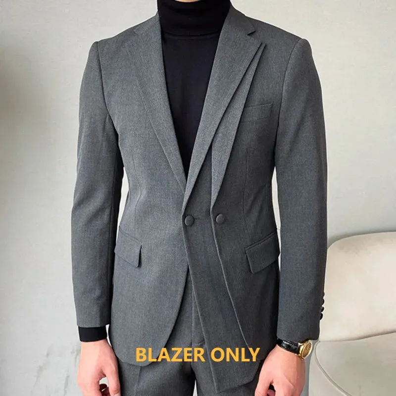 Aidase Luxury Business Suits For Men Stitching Double Collar Formal Casual Dress Suits 2 Pieces Elegant Slim Costume Homme Double Vent