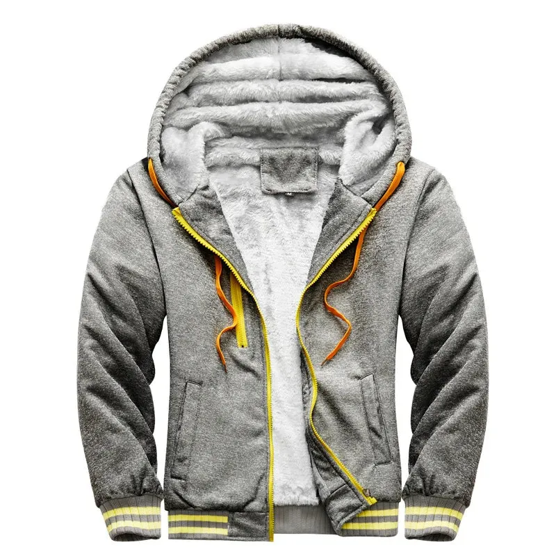 Aidase Men Hoodies Winter Thick Warm Fleece Zipper Men Hoodies Coat Sportwear Male Streetwear Hoodies Sweatshirts Men