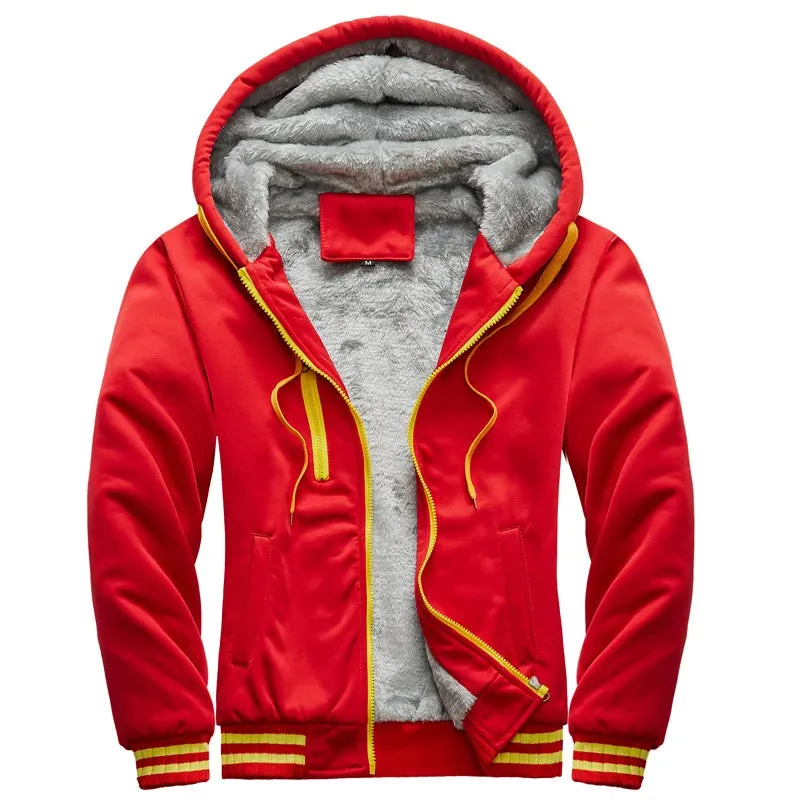 Aidase Men Hoodies Winter Thick Warm Fleece Zipper Men Hoodies Coat Sportwear Male Streetwear Hoodies Sweatshirts Men