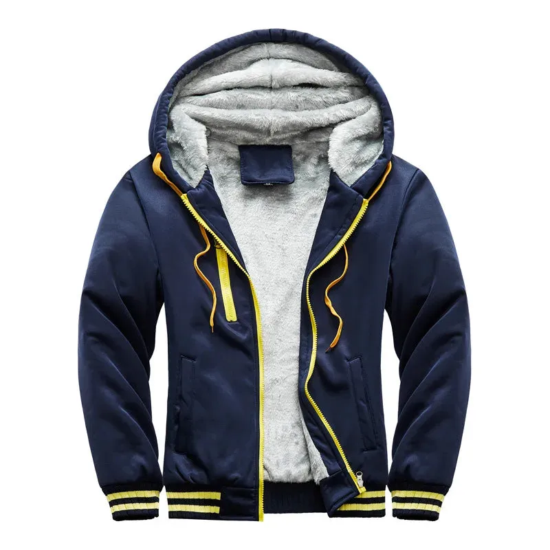 Aidase Men Hoodies Winter Thick Warm Fleece Zipper Men Hoodies Coat Sportwear Male Streetwear Hoodies Sweatshirts Men