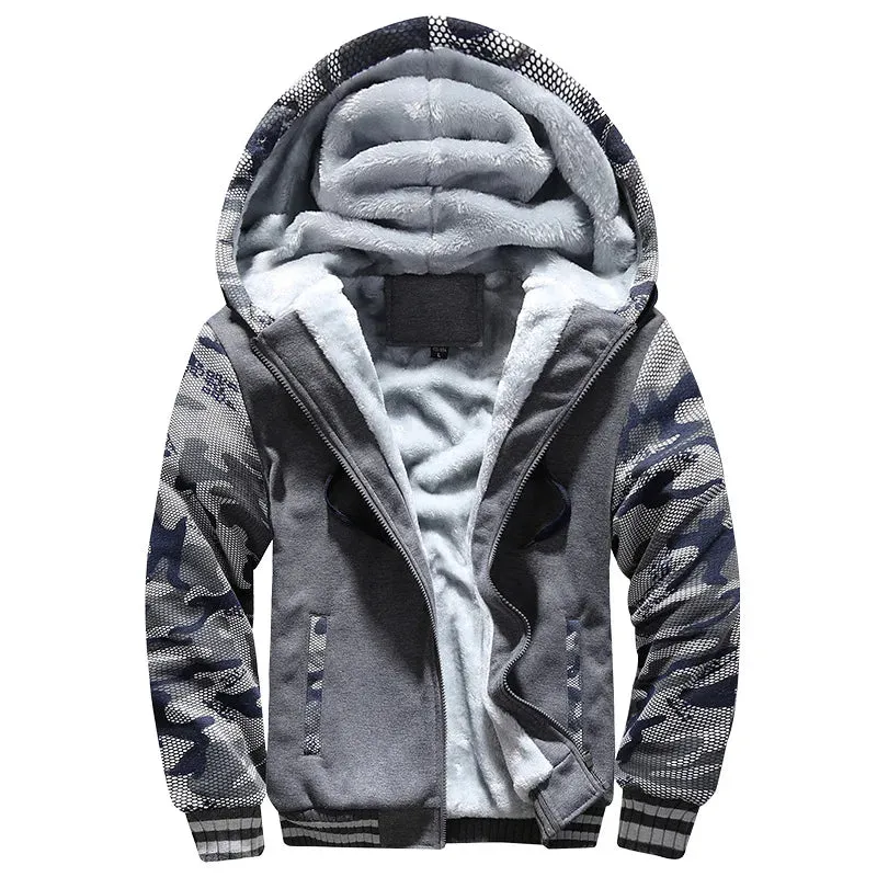 Aidase Men Hoodies Winter Thick Warm Fleece Zipper Men Hoodies Coat Sportwear Male Streetwear Hoodies Sweatshirts Men