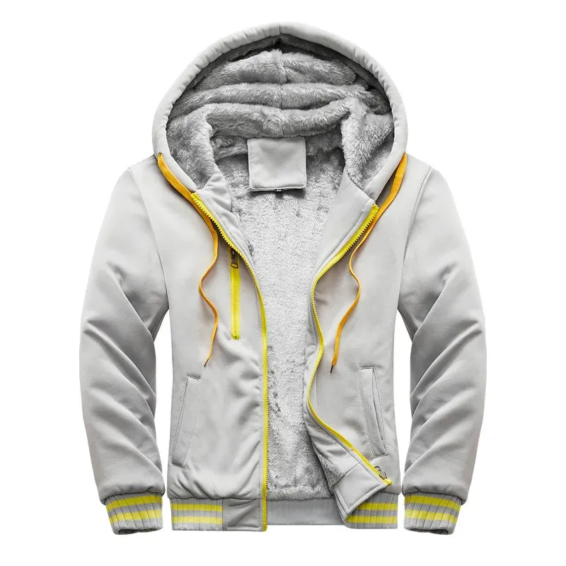 Aidase Men Hoodies Winter Thick Warm Fleece Zipper Men Hoodies Coat Sportwear Male Streetwear Hoodies Sweatshirts Men