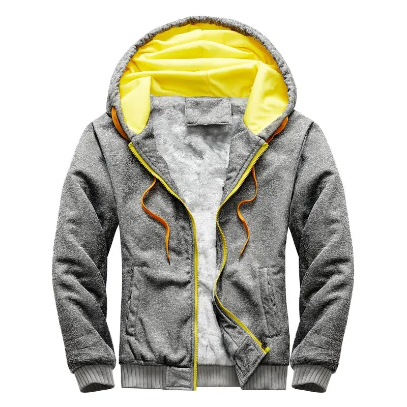 Aidase Men Hoodies Winter Thick Warm Fleece Zipper Men Hoodies Coat Sportwear Male Streetwear Hoodies Sweatshirts Men