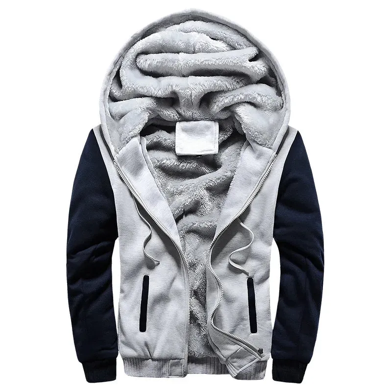 Aidase Men Hoodies Winter Thick Warm Fleece Zipper Men Hoodies Coat Sportwear Male Streetwear Hoodies Sweatshirts Men