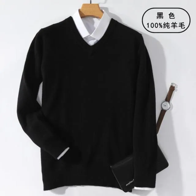 Aidase Super 100% Cashmere Sweater Men Pullover Autumn Winter Warm Classic V-neck Sweaters Male Jumper Jersey Hombre Pull Homme