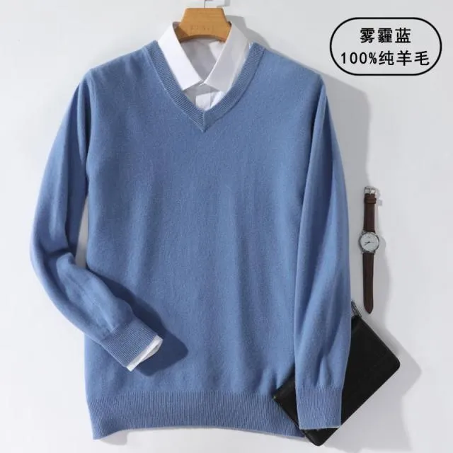 Aidase Super 100% Cashmere Sweater Men Pullover Autumn Winter Warm Classic V-neck Sweaters Male Jumper Jersey Hombre Pull Homme