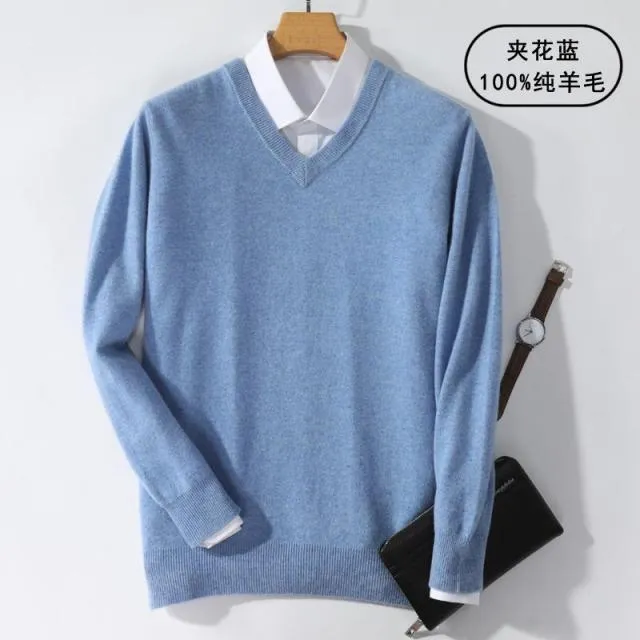 Aidase Super 100% Cashmere Sweater Men Pullover Autumn Winter Warm Classic V-neck Sweaters Male Jumper Jersey Hombre Pull Homme