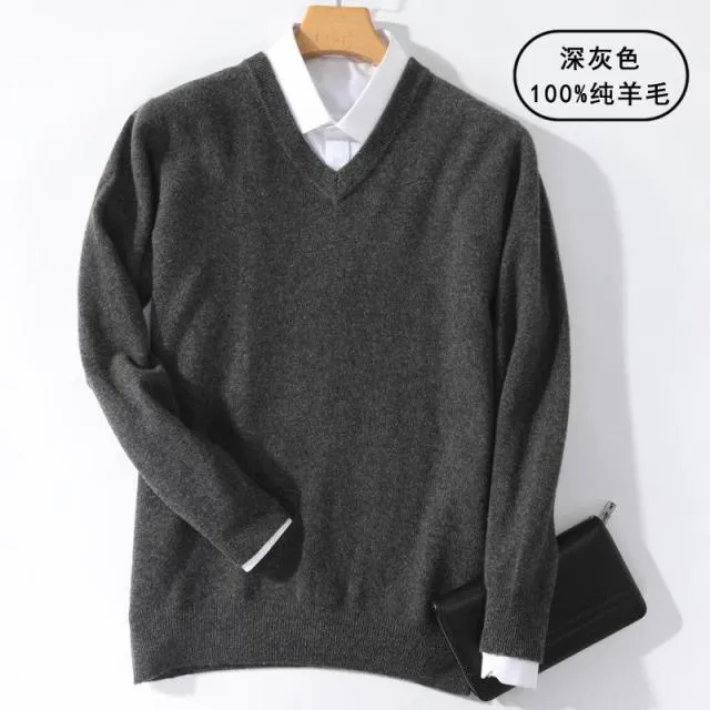 Aidase Super 100% Cashmere Sweater Men Pullover Autumn Winter Warm Classic V-neck Sweaters Male Jumper Jersey Hombre Pull Homme