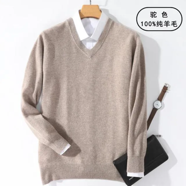 Aidase Super 100% Cashmere Sweater Men Pullover Autumn Winter Warm Classic V-neck Sweaters Male Jumper Jersey Hombre Pull Homme