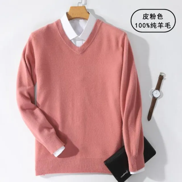 Aidase Super 100% Cashmere Sweater Men Pullover Autumn Winter Warm Classic V-neck Sweaters Male Jumper Jersey Hombre Pull Homme