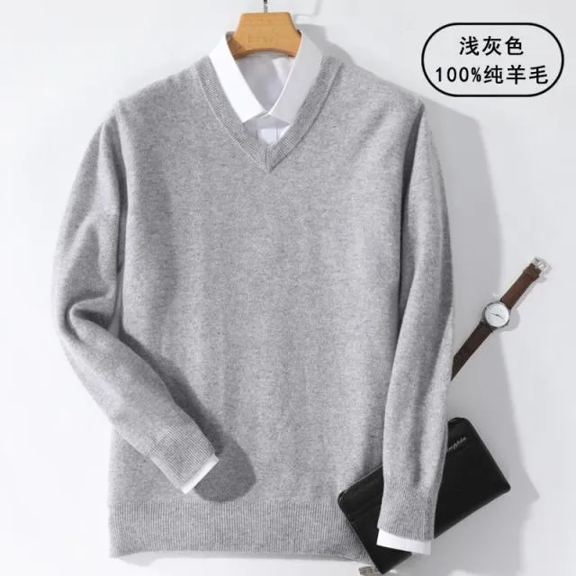 Aidase Super 100% Cashmere Sweater Men Pullover Autumn Winter Warm Classic V-neck Sweaters Male Jumper Jersey Hombre Pull Homme