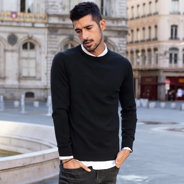 Autumn winter clothing  Solid color Men‘s sweater stretch Couple pullovers fashion warm sweaters top plus size