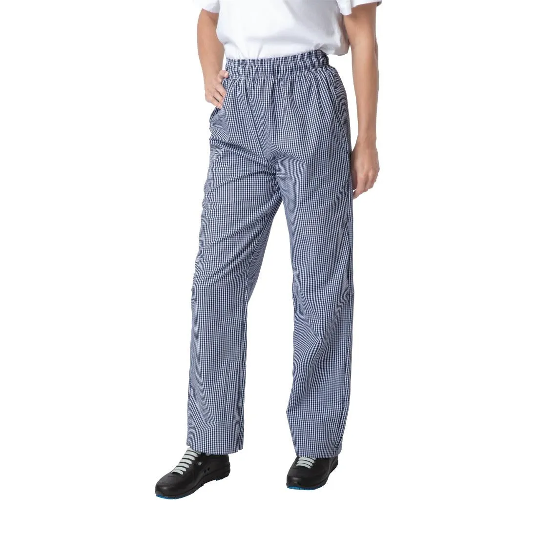 B311-S Whites Unisex Vegas Chefs Trousers Small Blue and White Check S