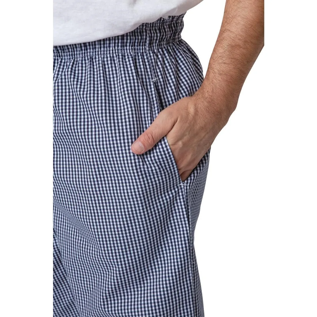 B311-S Whites Unisex Vegas Chefs Trousers Small Blue and White Check S