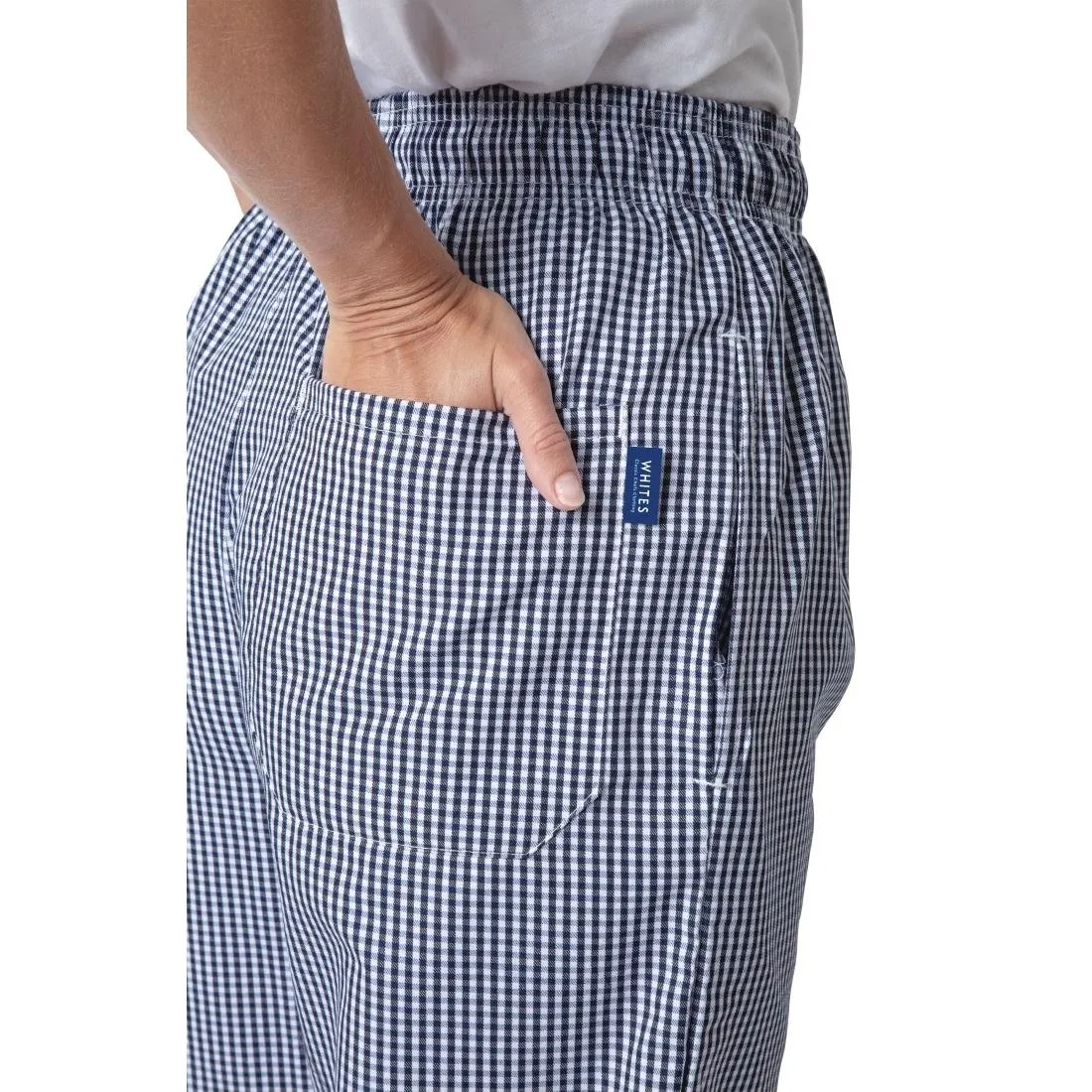 B311-S Whites Unisex Vegas Chefs Trousers Small Blue and White Check S