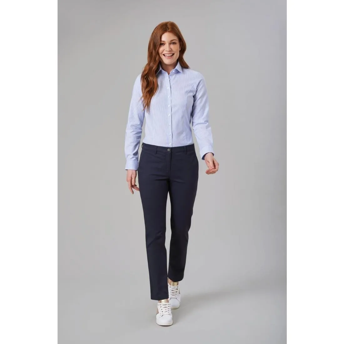 BA082-14 Brook Taverner Womens Houston Slim Leg Chinos Navy Size 14