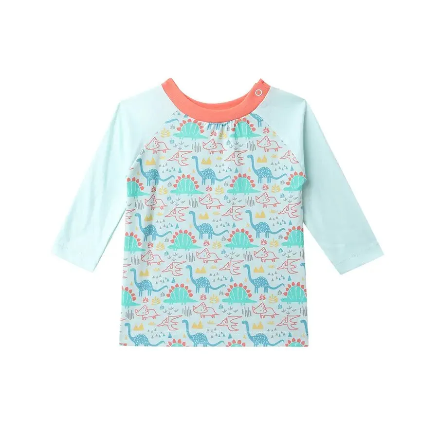 Baby Boy Dino Print Full Sleeve T-Shirt (Pack of 3)