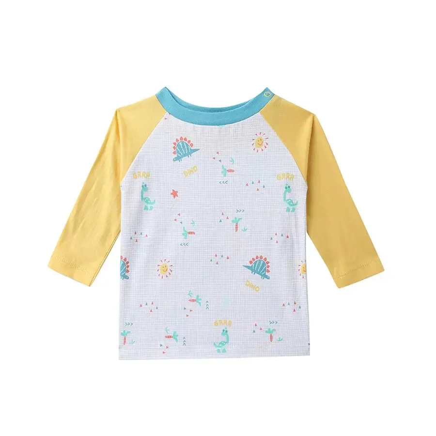 Baby Boy Dino Print Full Sleeve T-Shirt (Pack of 3)