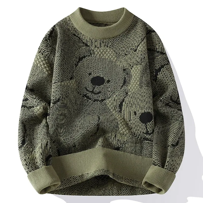 Bear Printed Cashmere Casual Sweater