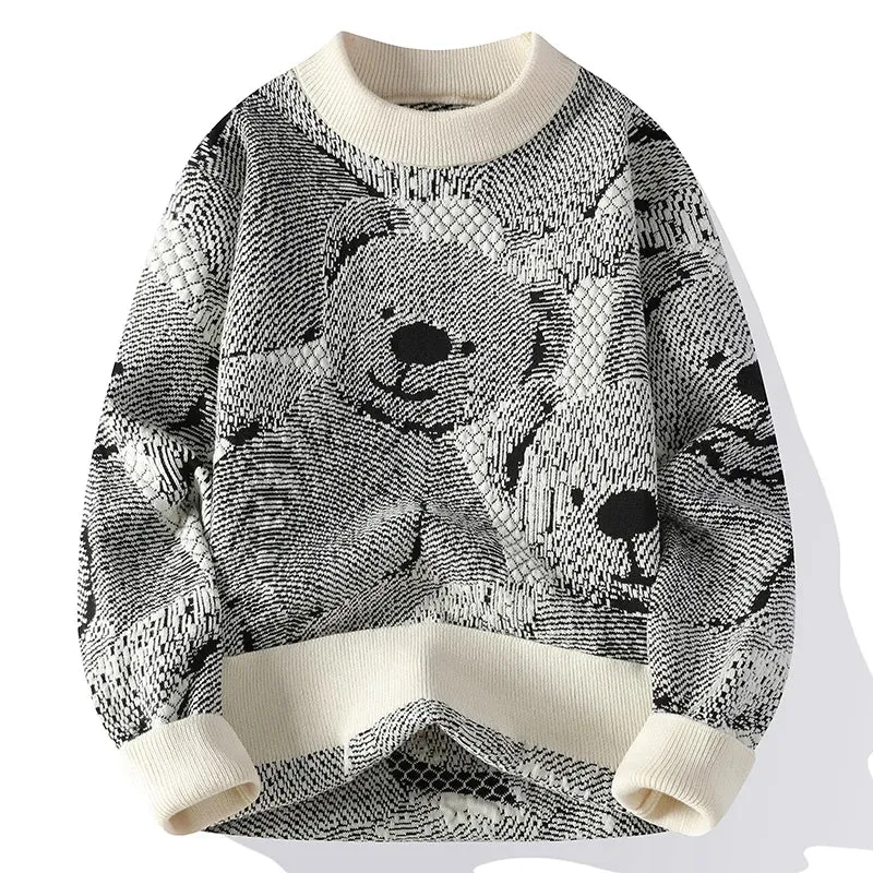 Bear Printed Cashmere Casual Sweater