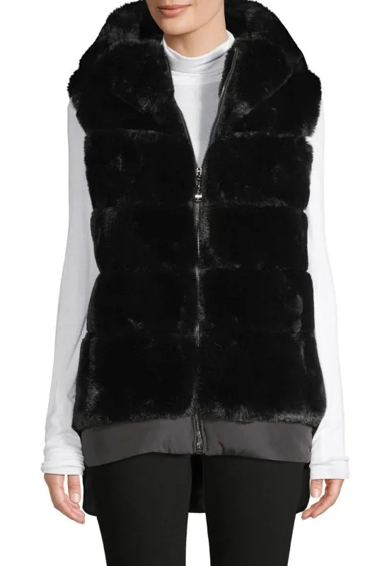 BERGEN - Faux-Fur Hooded High-Low Vest