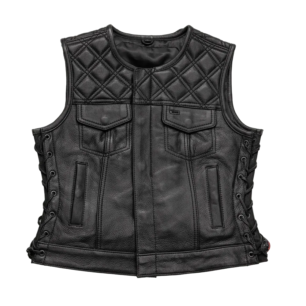 Bonnie - Women's Motorcycle Leather Vest - Diamond Quilt