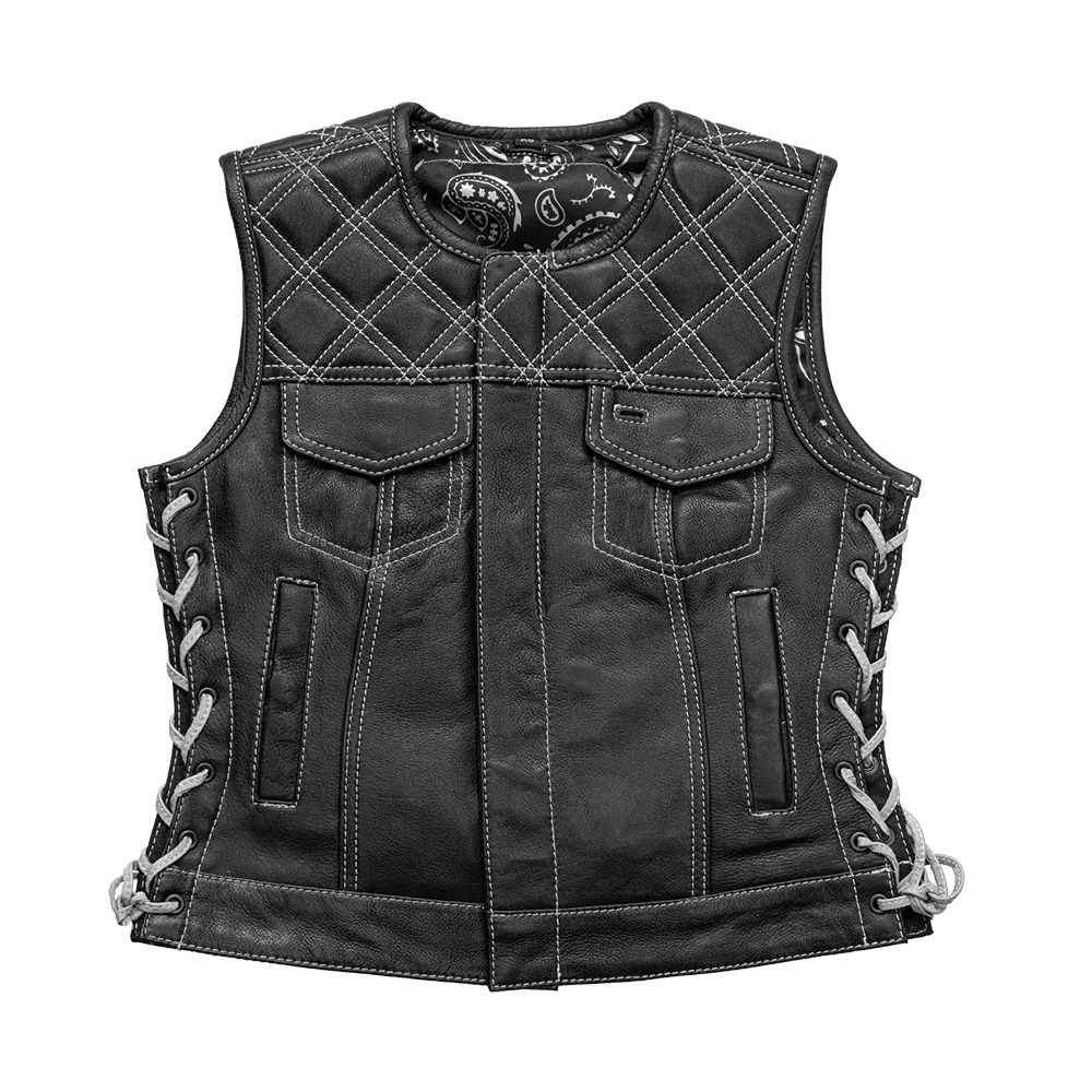 Bonnie - Women's Motorcycle Leather Vest - Diamond Quilt