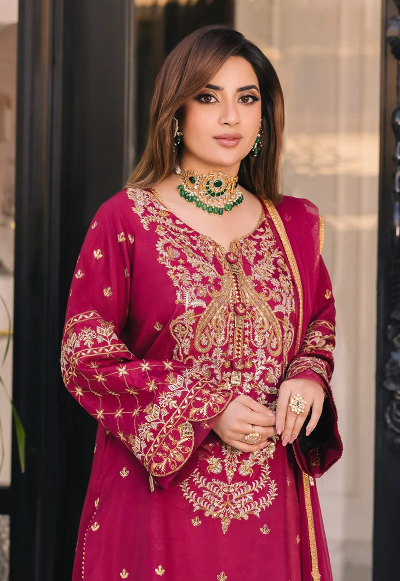 Charm Magenta Suit - Maahru, Noorie & Meerub '23 by Asim Jofa - AJSM-46