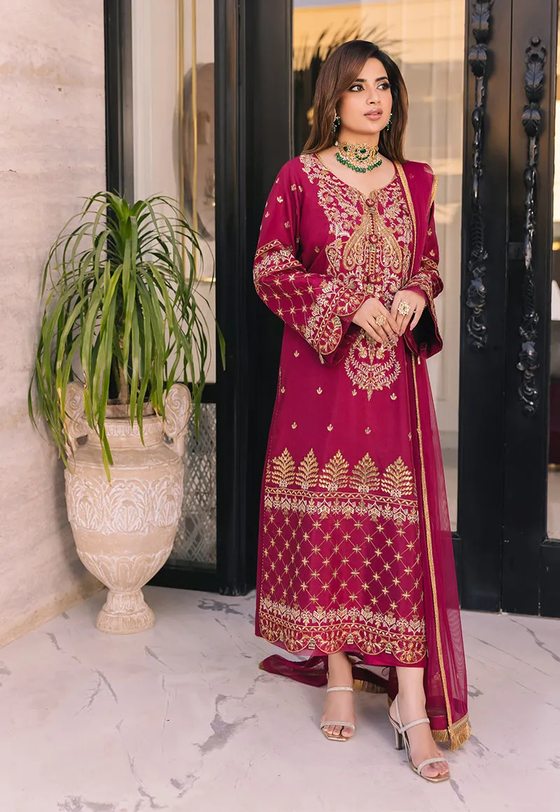 Charm Magenta Suit - Maahru, Noorie & Meerub '23 by Asim Jofa - AJSM-46