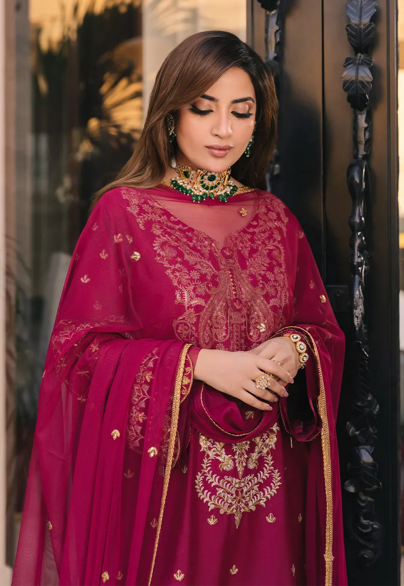 Charm Magenta Suit - Maahru, Noorie & Meerub '23 by Asim Jofa - AJSM-46