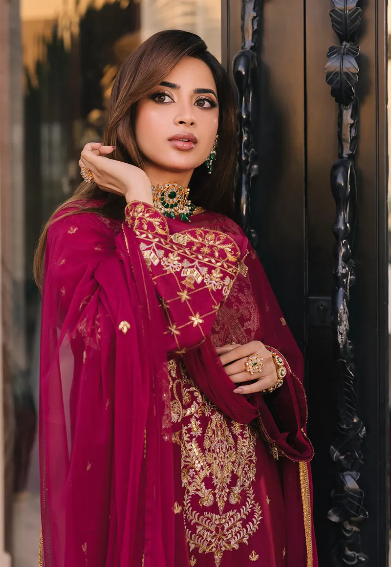 Charm Magenta Suit - Maahru, Noorie & Meerub '23 by Asim Jofa - AJSM-46