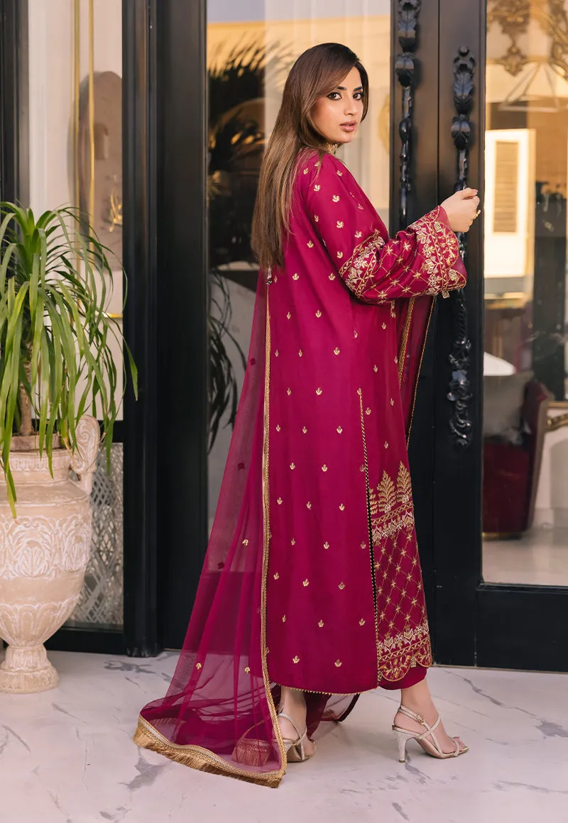 Charm Magenta Suit - Maahru, Noorie & Meerub '23 by Asim Jofa - AJSM-46