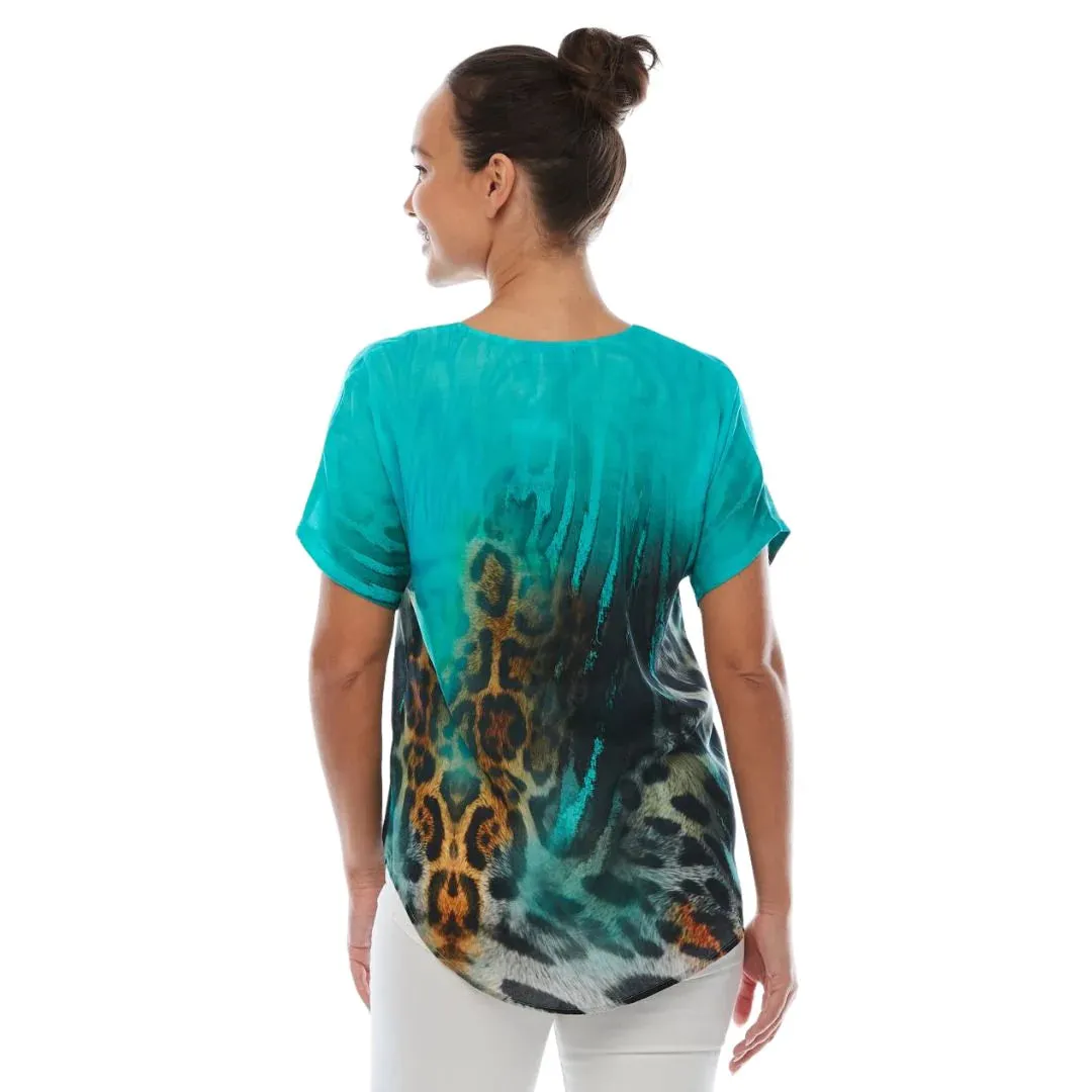 Claire Powell Short Sleeve V-Neck Top (Jungle)