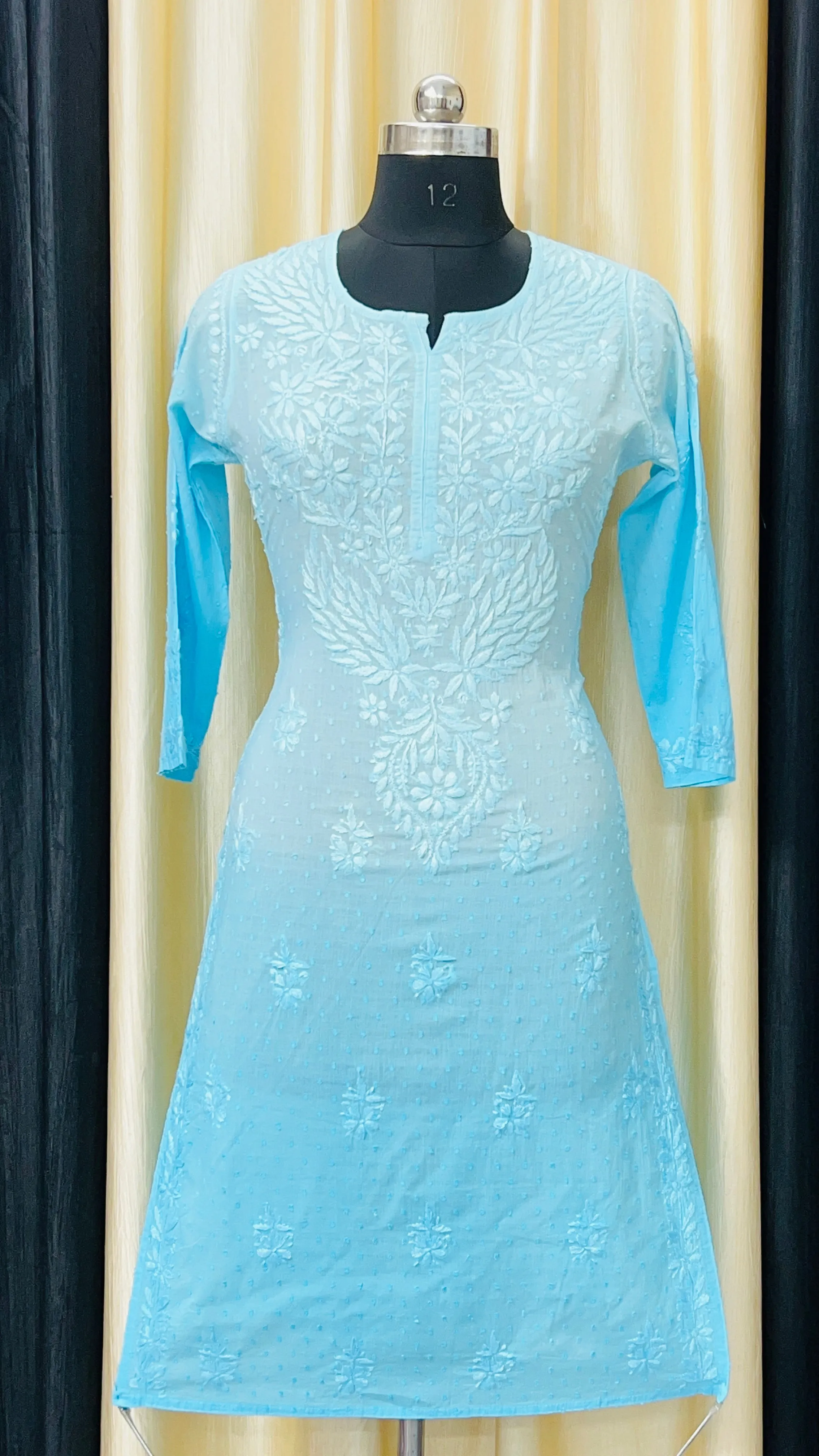 Cotton Dyeable chikan kurti