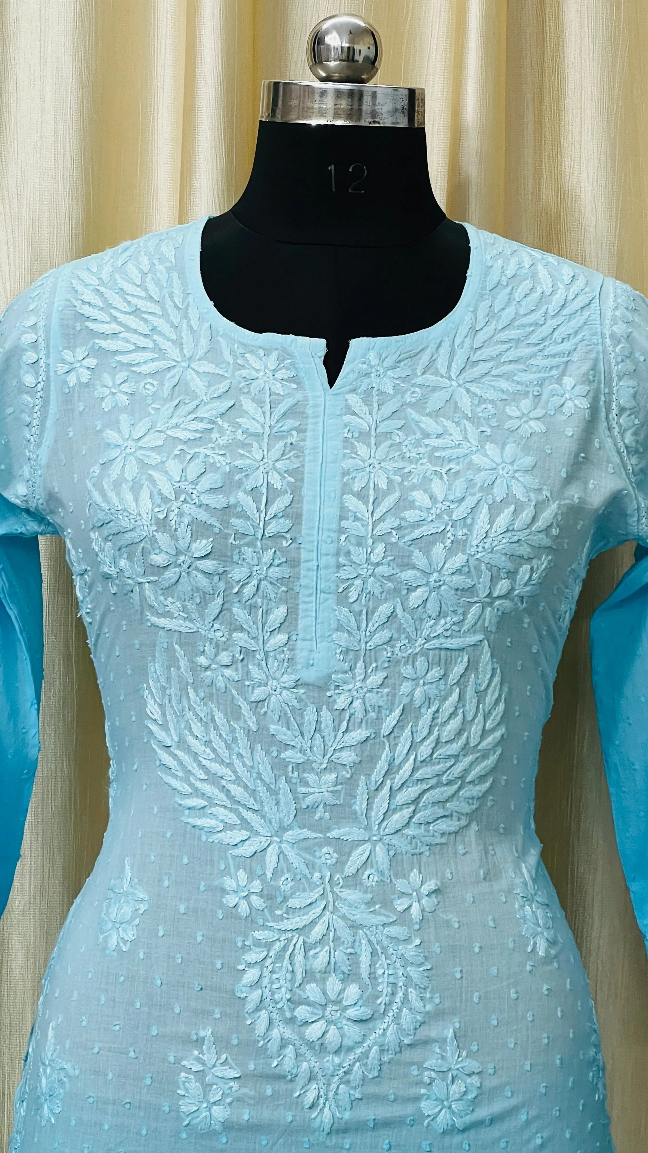 Cotton Dyeable chikan kurti