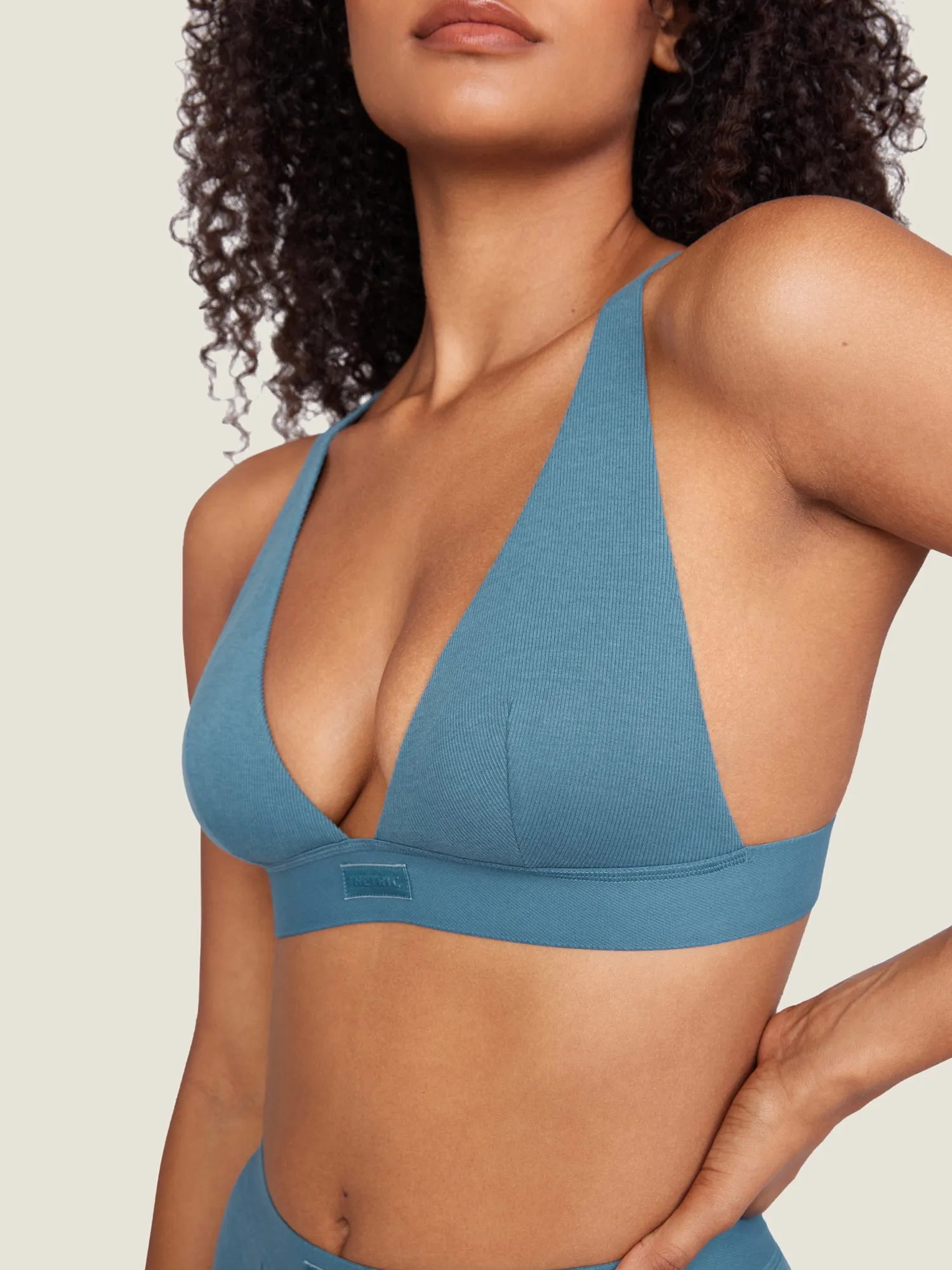 Cotton Ribbed Plunge Bralette