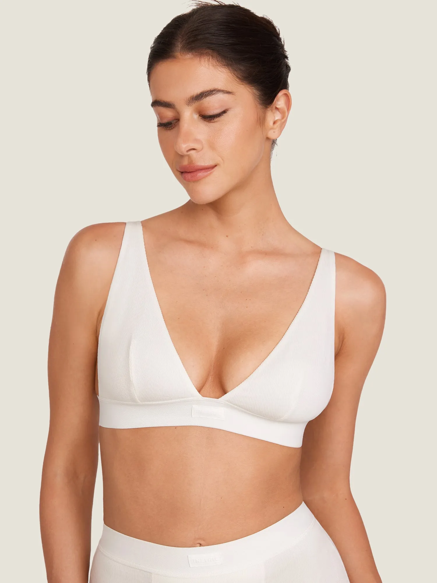 Cotton Ribbed Plunge Bralette