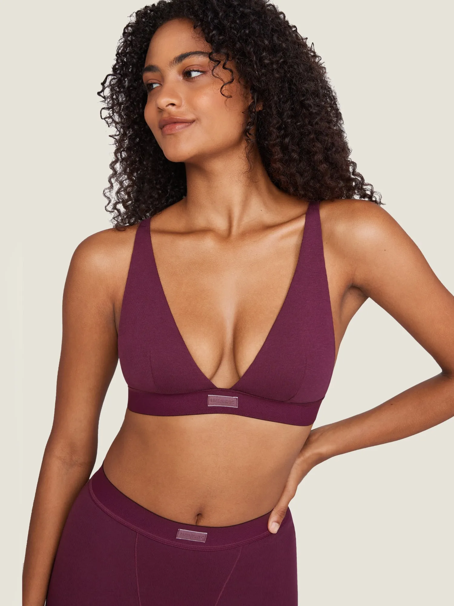 Cotton Ribbed Plunge Bralette