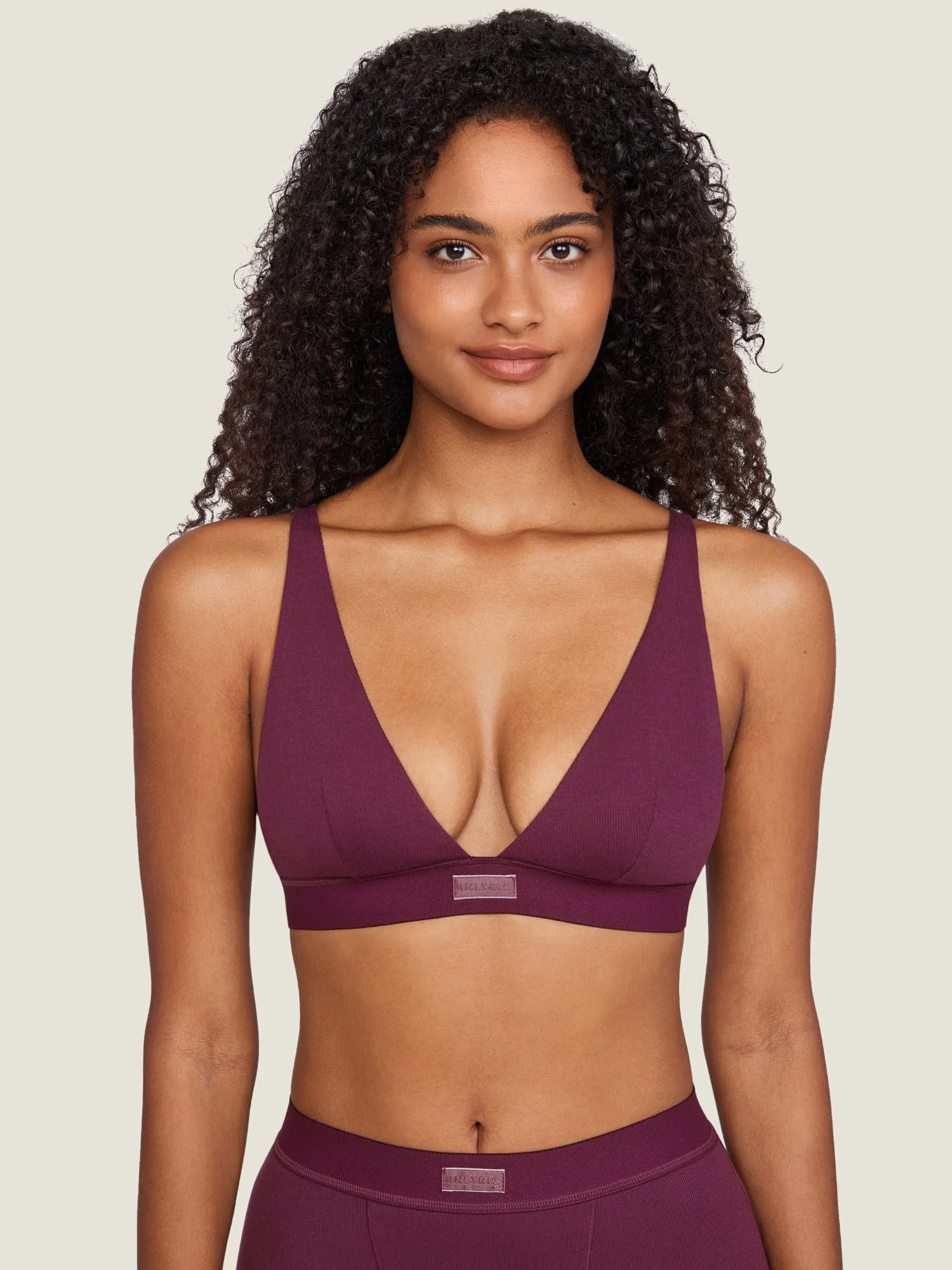 Cotton Ribbed Plunge Bralette