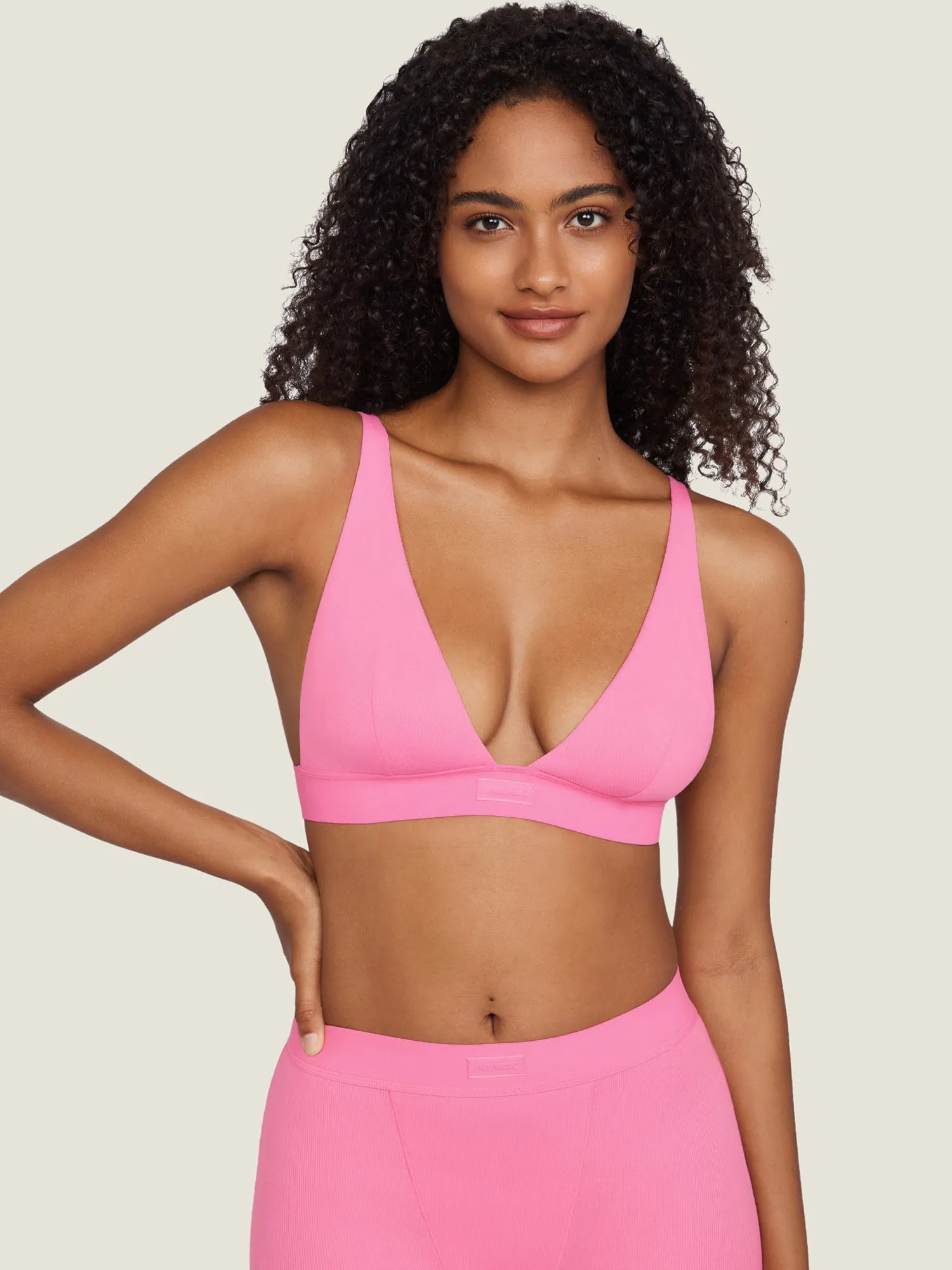 Cotton Ribbed Plunge Bralette