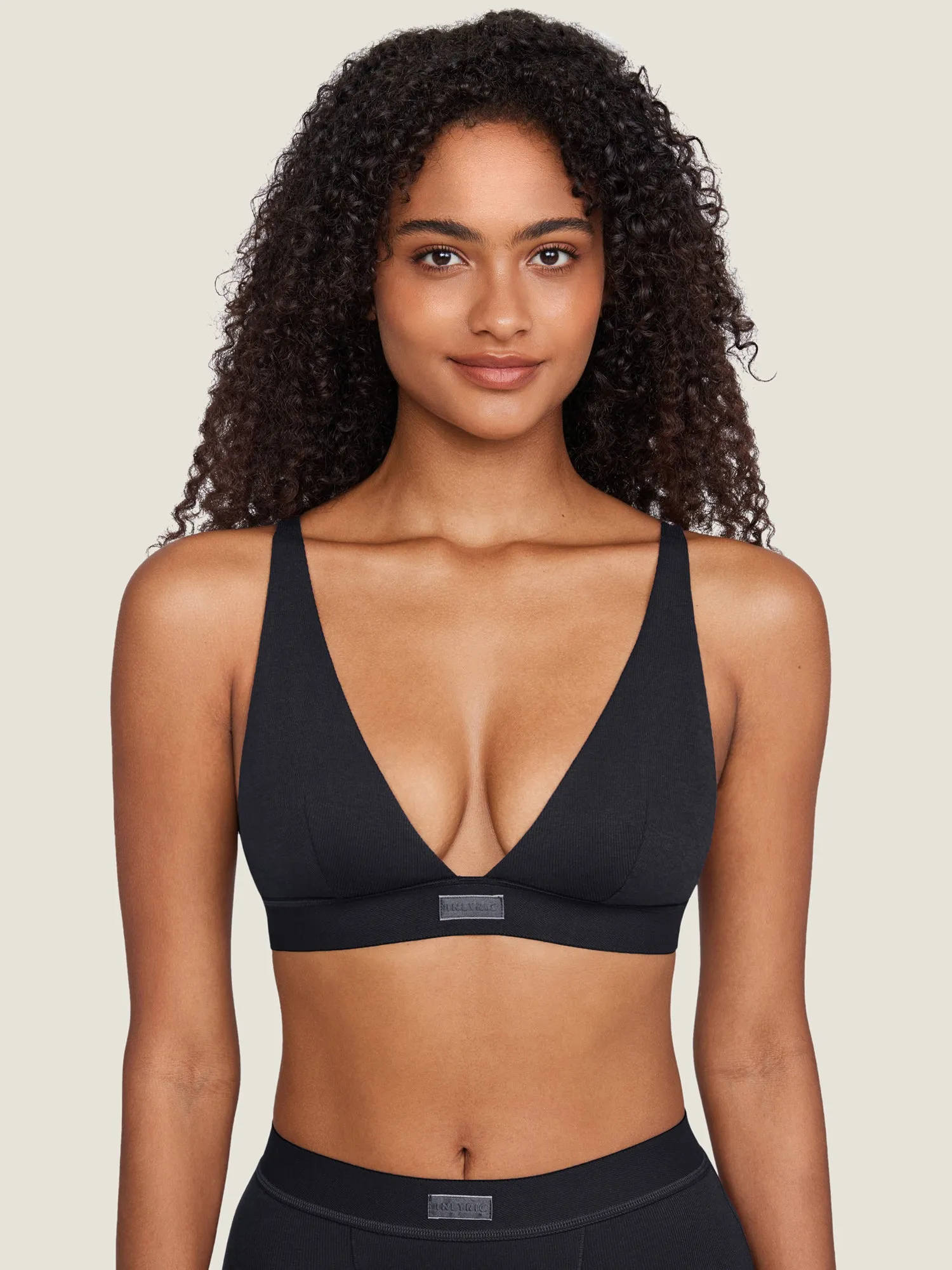 Cotton Ribbed Plunge Bralette