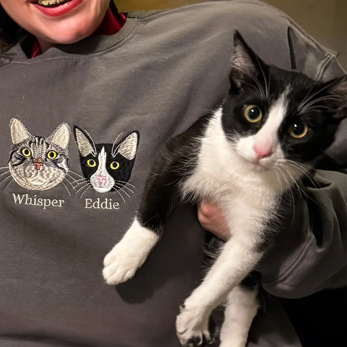 Custom Embroidered Cat Lover Sweatshirt or Hoodie, Personalized Unique Gift ideas for Cat Lovers