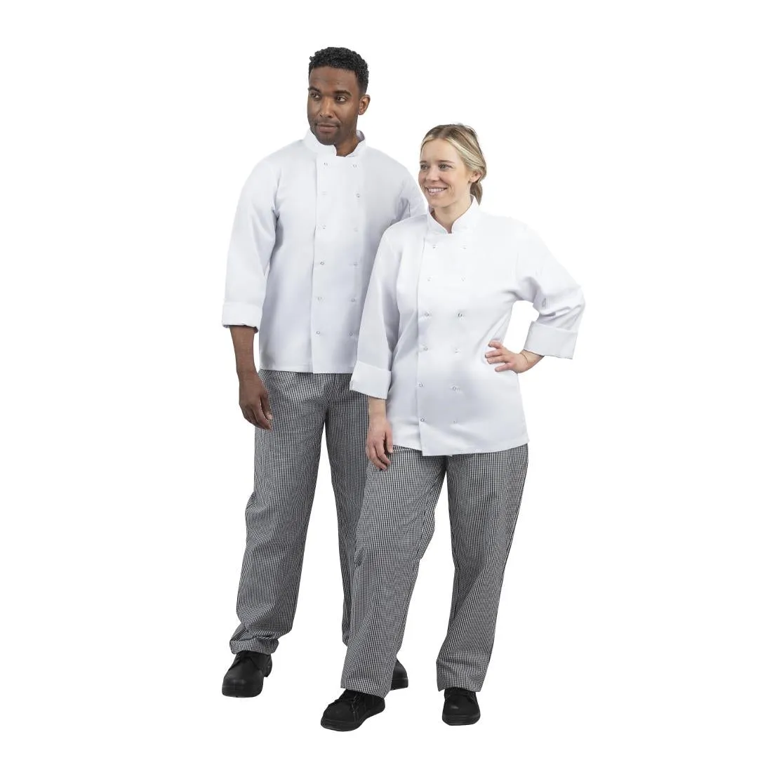 DL712-M Whites Unisex Vegas Chefs Trousers Black and White Check M