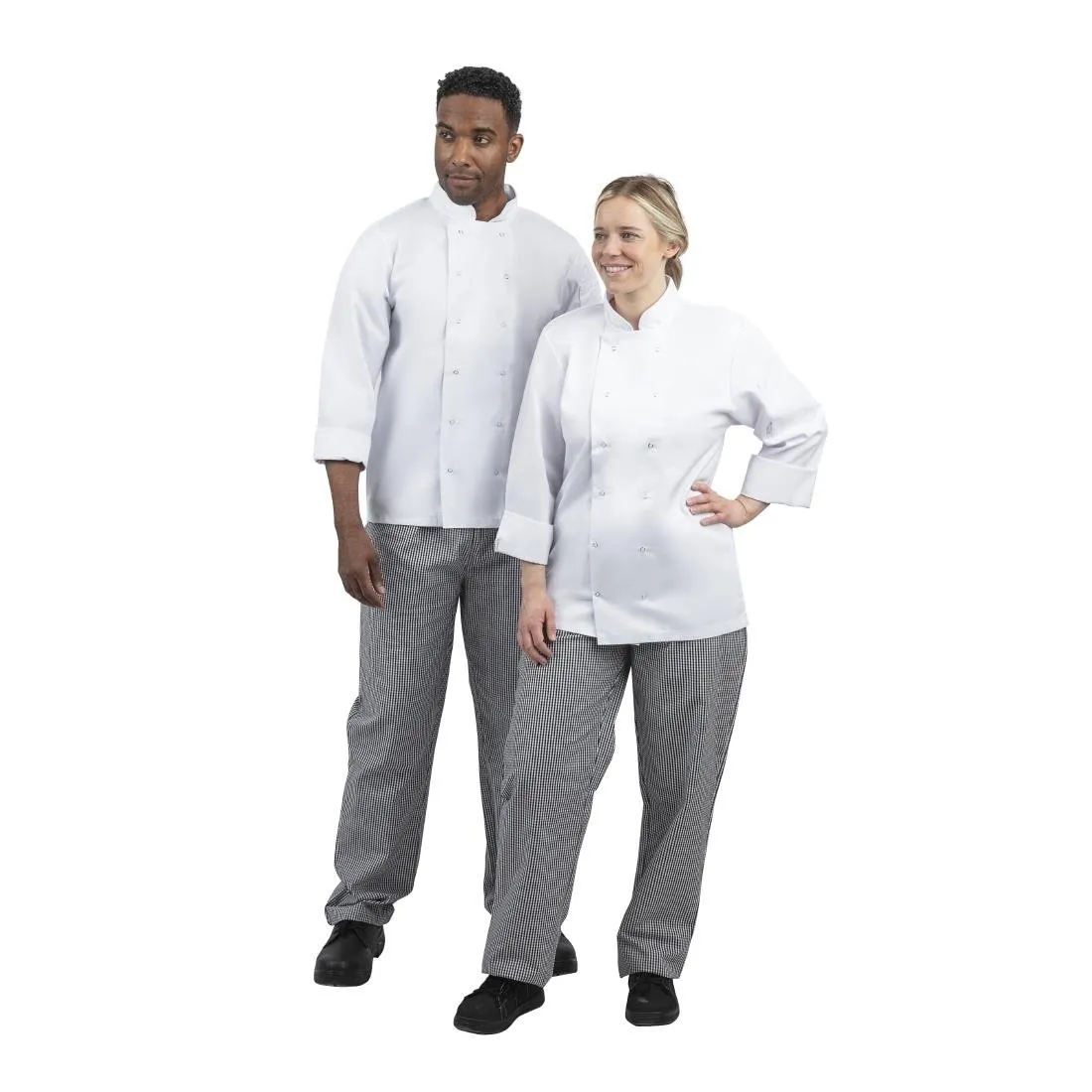 DL712-XL Whites Unisex Vegas Chefs Trousers Black and White Check XL