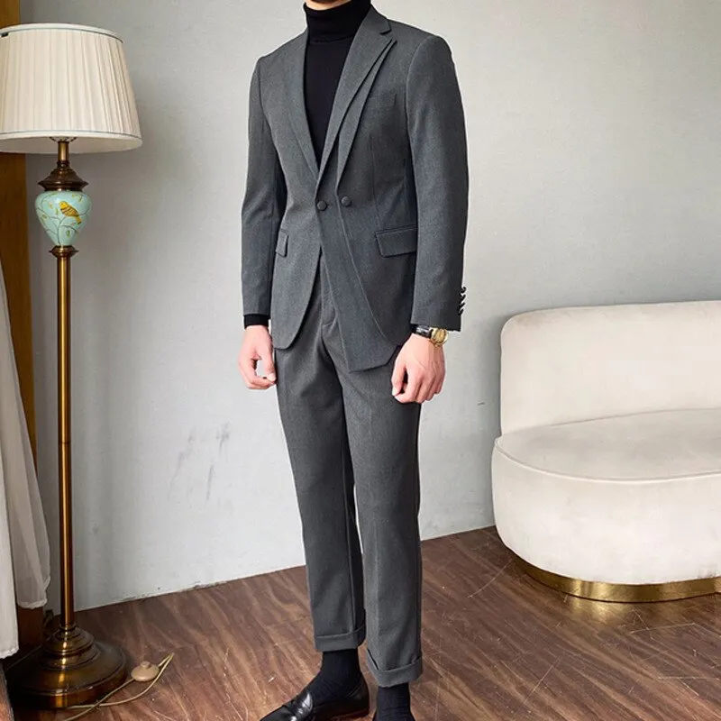 Double-Button Decor Solid Suit